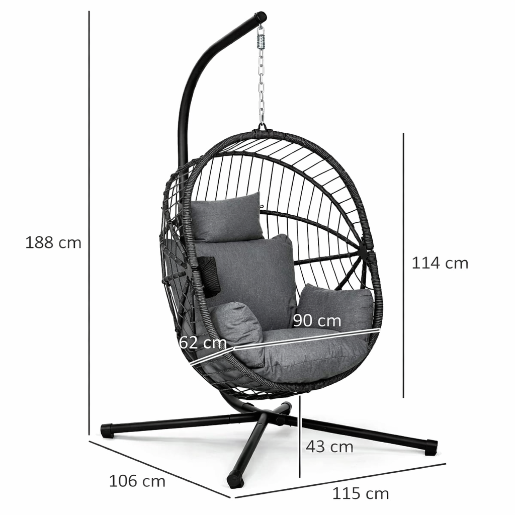 Fauteuil oeuf suspendu extérieur sur pied