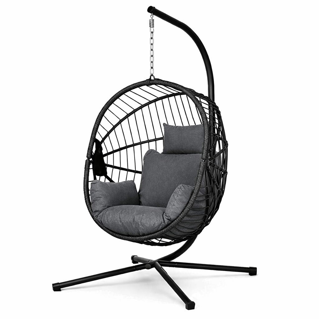 Fauteuil oeuf suspendu extérieur sur pied