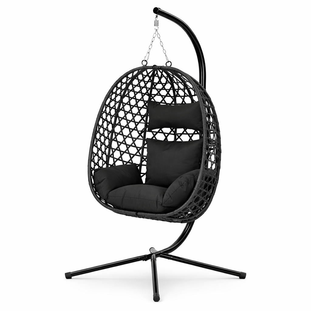 Fauteuil oeuf suspendu sur pied