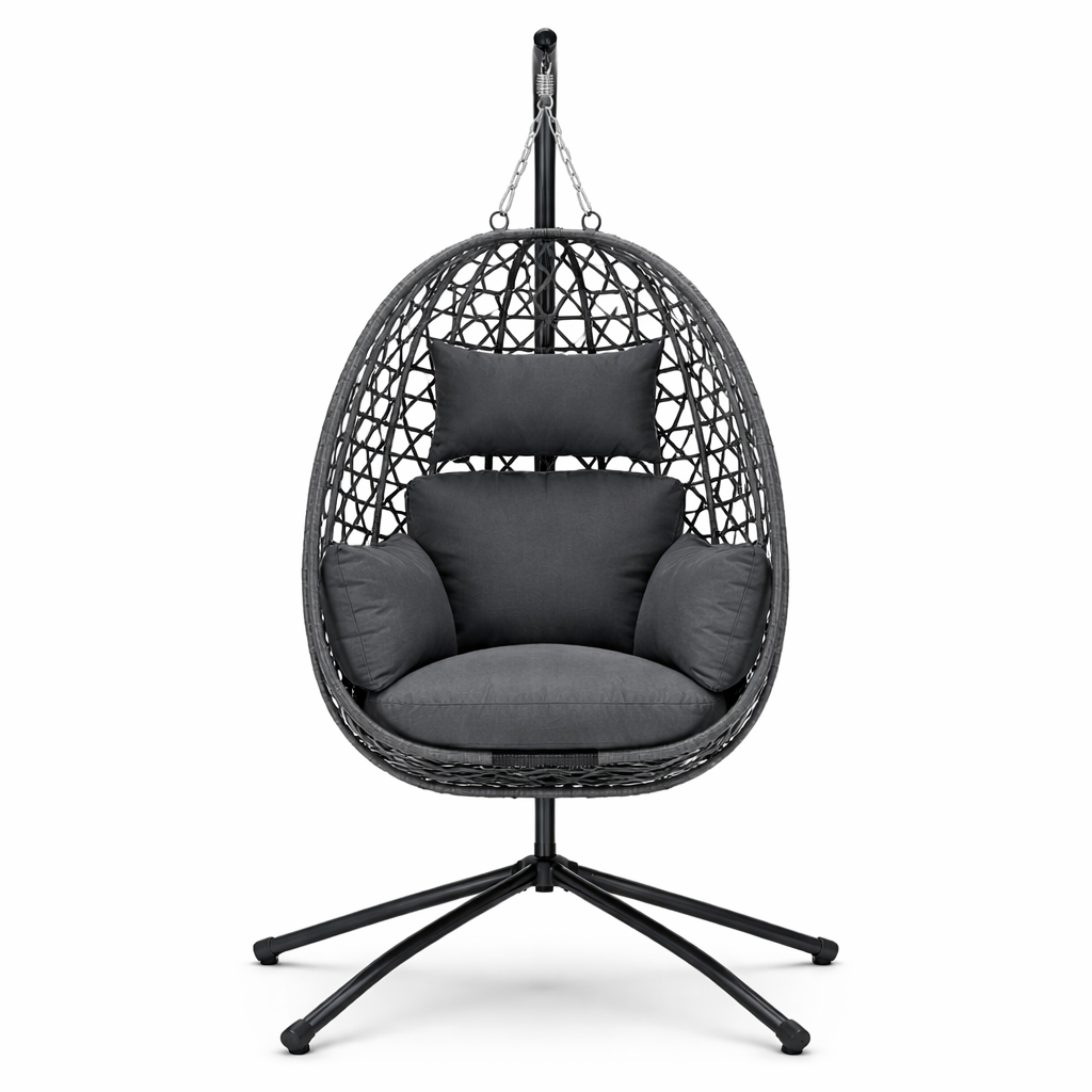 Fauteuil oeuf suspendu sur pied