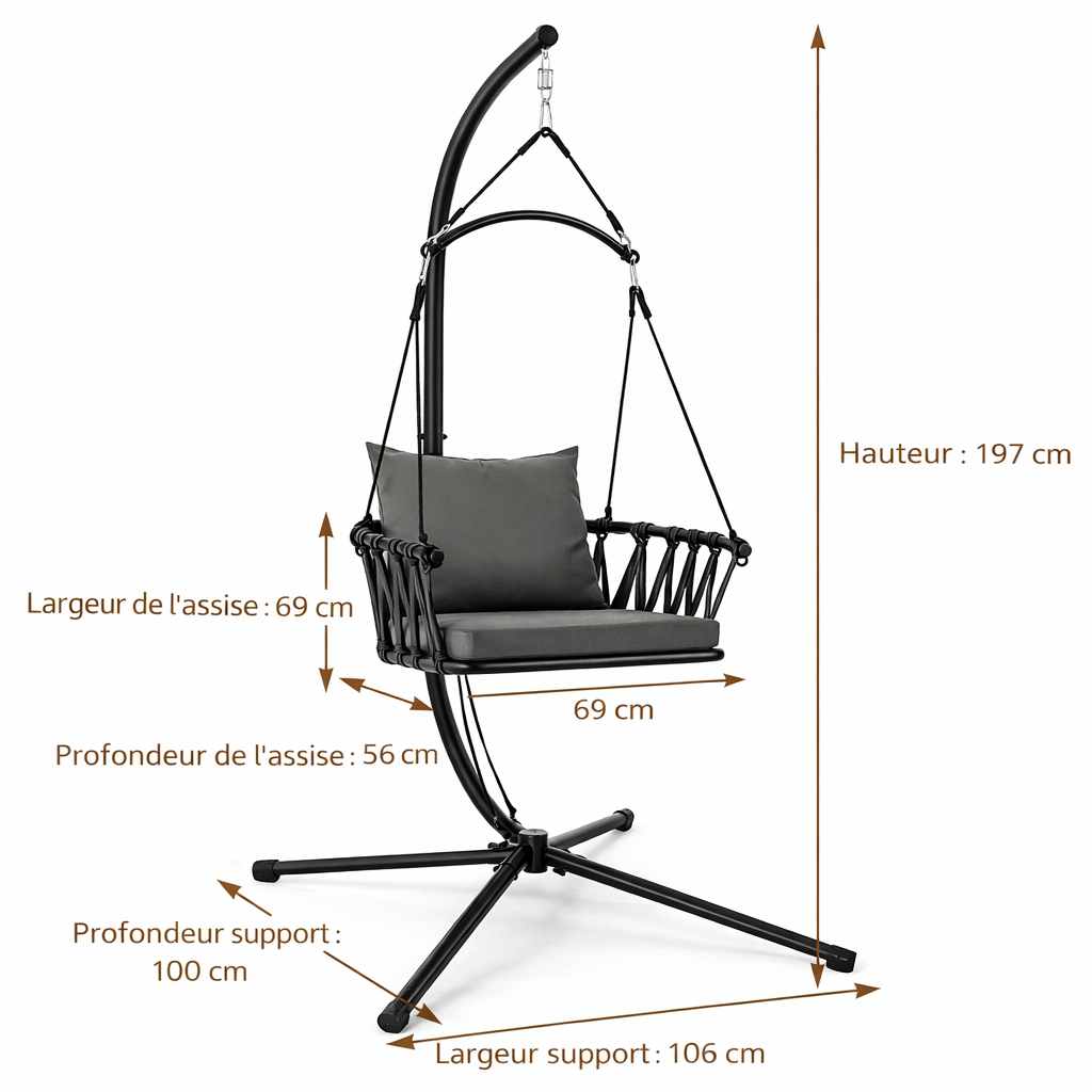 Fauteuil suspendu noir