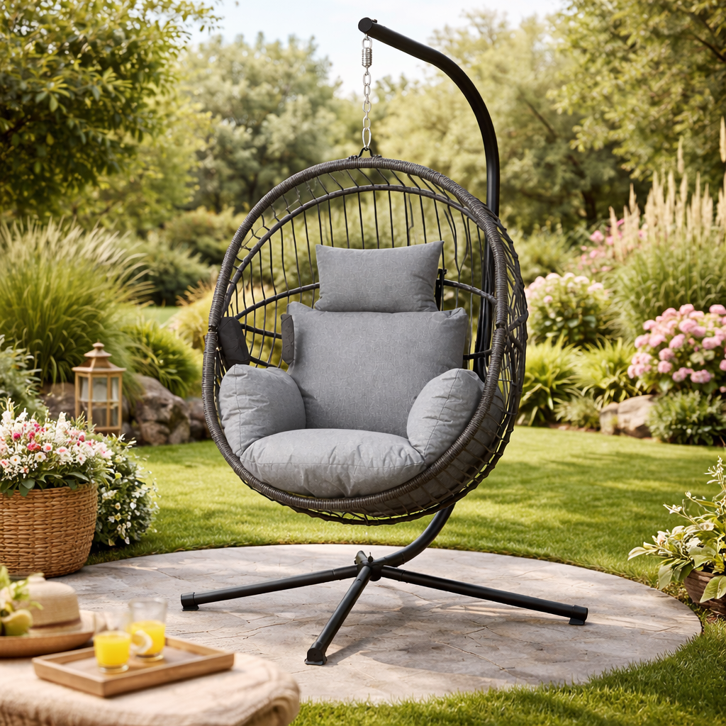 Fauteuil suspendu sur pied extérieur