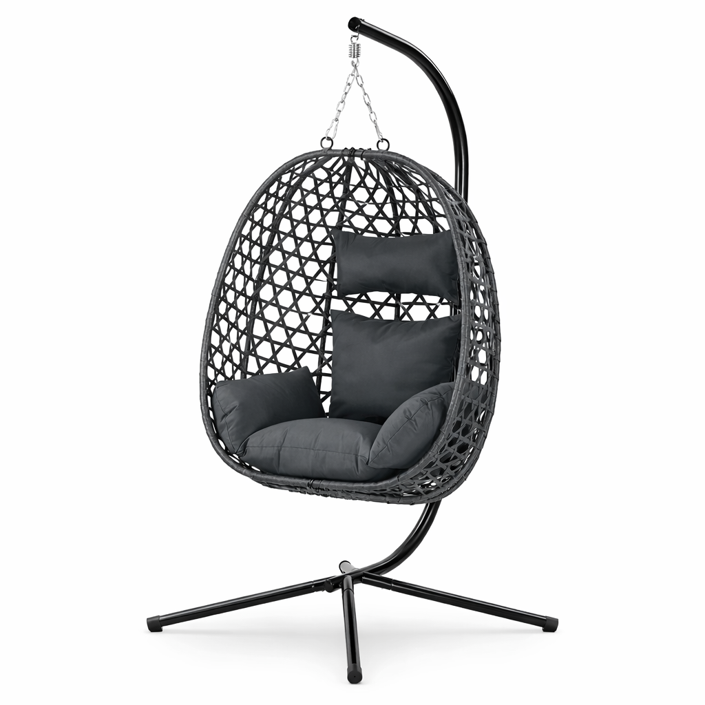 Fauteuil oeuf suspendu sur pied