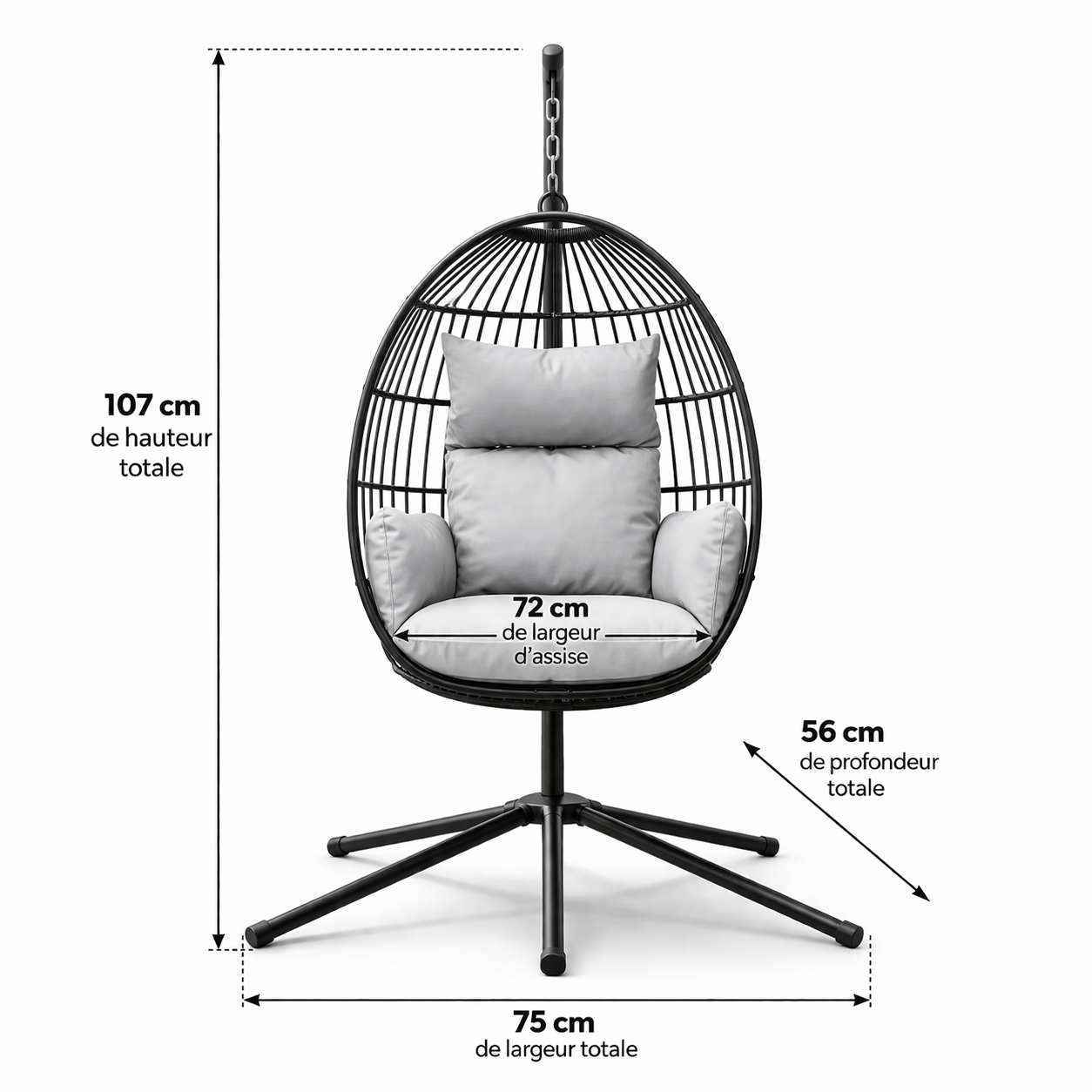 Fauteuil oeuf suspendu avec pied