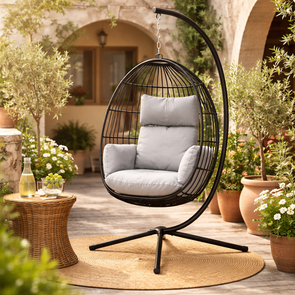Fauteuil oeuf suspendu avec pied