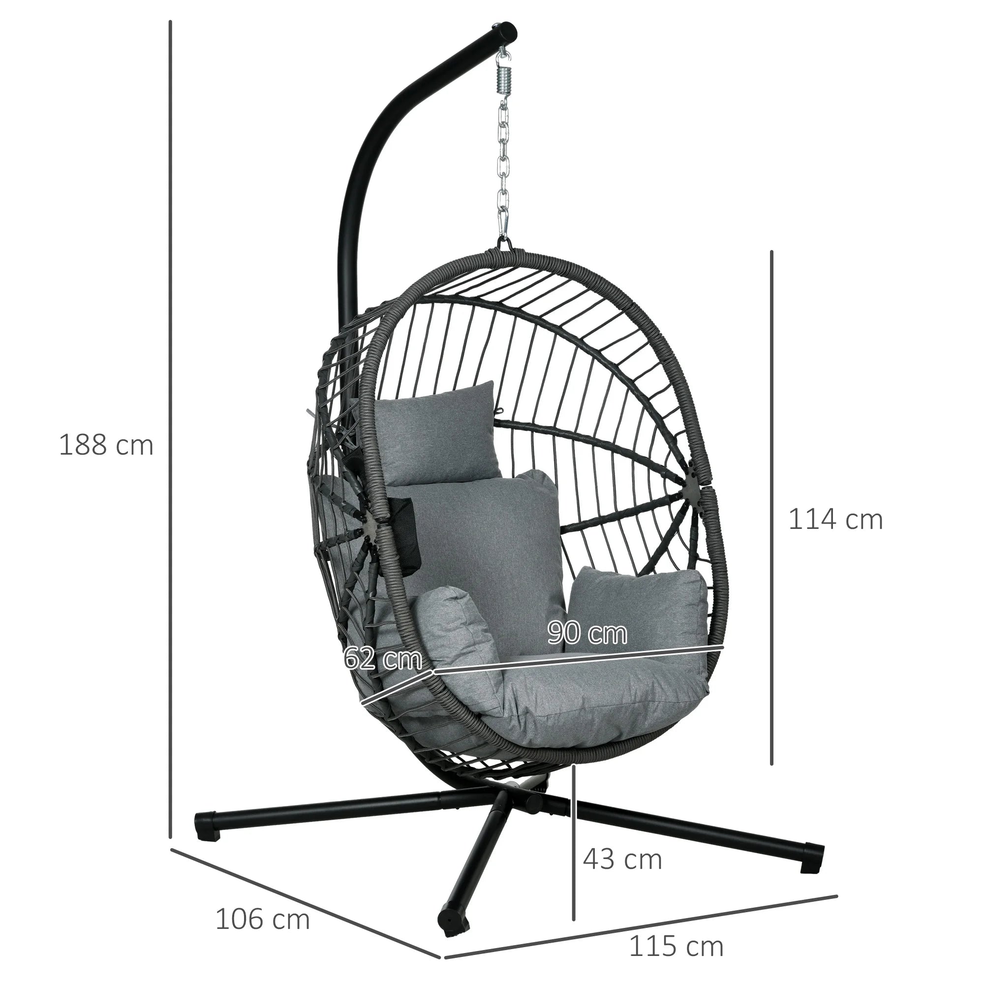 Fauteuil suspendu sur pied extérieur